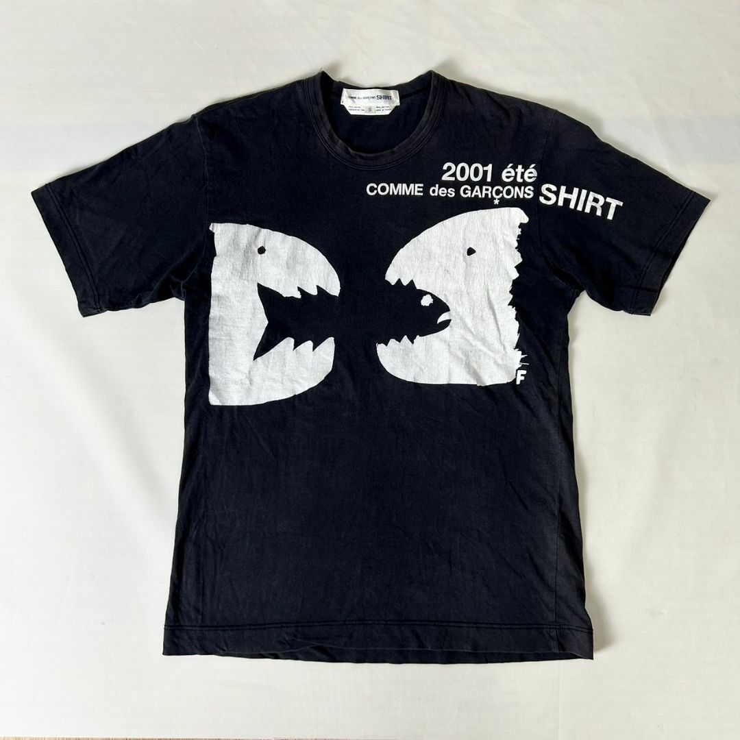COMME des GARCONS SHIRT(コムデギャルソンシャツ)の00s コムデギャルソン シャツ 2001 プリント Tシャツ フェード 黒 S メンズのトップス(Tシャツ/カットソー(半袖/袖なし))の商品写真