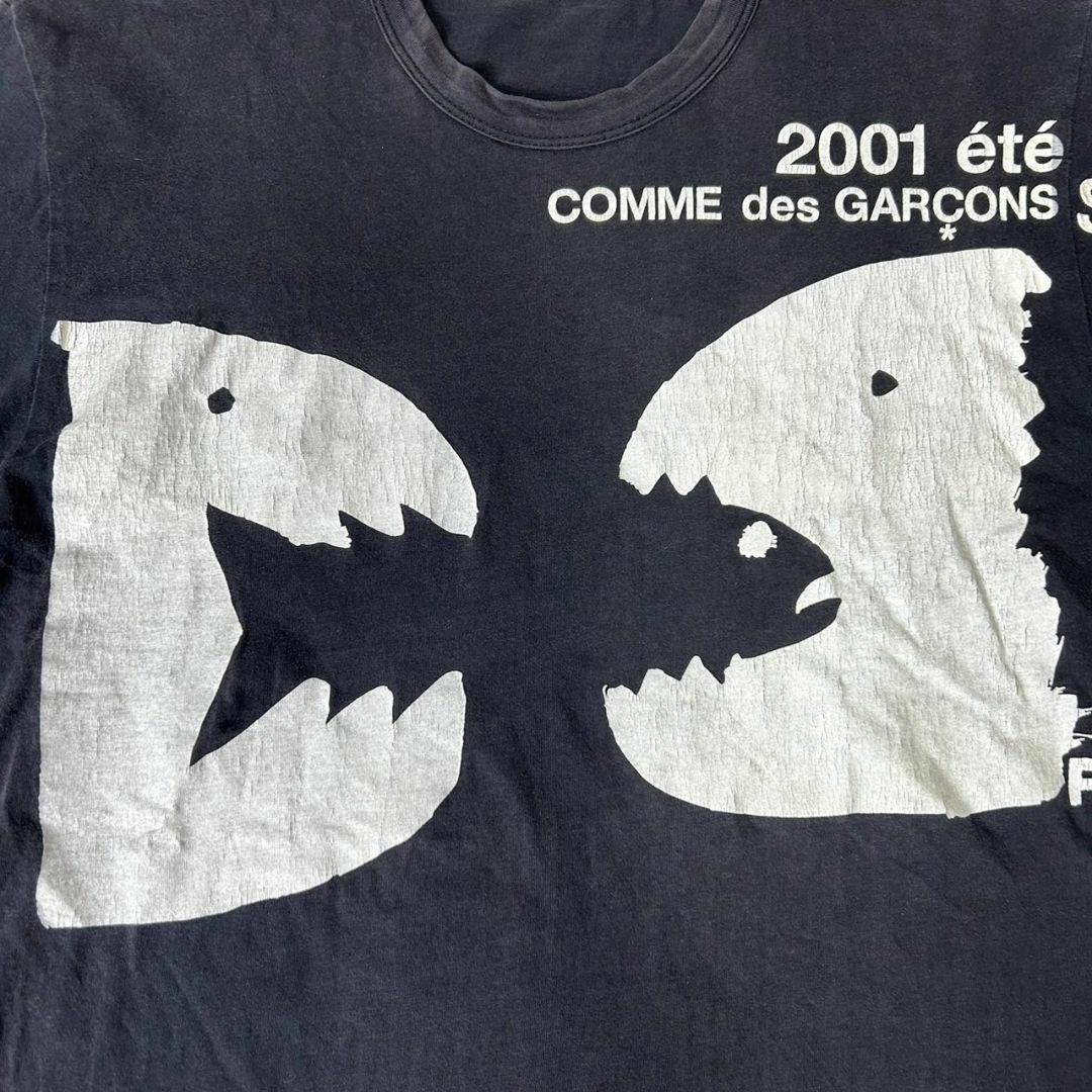 COMME des GARCONS SHIRT(コムデギャルソンシャツ)の00s コムデギャルソン シャツ 2001 プリント Tシャツ フェード 黒 S メンズのトップス(Tシャツ/カットソー(半袖/袖なし))の商品写真