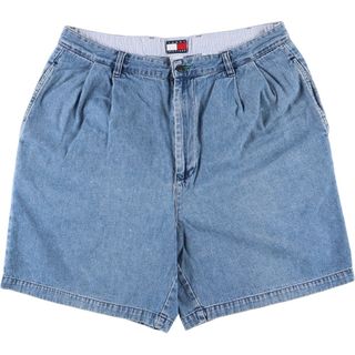 トミーヒルフィガー(TOMMY HILFIGER)の古着 90年代 トミーヒルフィガー TOMMY HILFIGER ツータック デニムショーツ ショートパンツ メンズw36 ヴィンテージ /eaa436381(ショートパンツ)