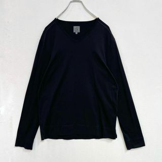 カルバンクライン(Calvin Klein)のカルバンクライン　CK　Vネック　ストレッチ素材　長袖カットソー　黒　Ｌサイズ(Tシャツ/カットソー(七分/長袖))