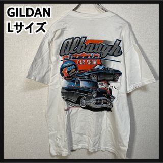 GILDAN - 【ギルダン】半袖Tシャツ　クラシックカーアメ車　ホワイト白　モーターショーF9