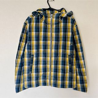 ユニクロ(UNIQLO)のユニクロ　イエロー×ブルー　チェック柄パーカー　Sサイズ(パーカー)