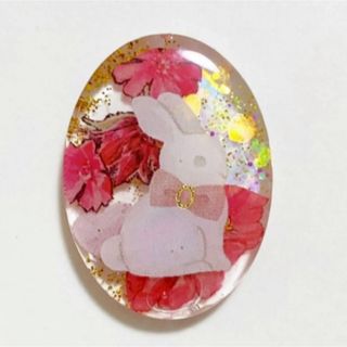 【訳ありB品】レジンアクセサリー　うさぎ　フラワー［279］ヘアゴム　金具変更可(ヘアアクセサリー)