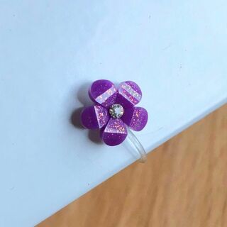 花 イヤリング 樹脂ノンホール 紫 パープル かわいい おしゃれ(イヤリング)