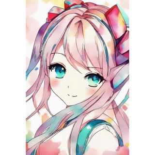 オリジナル 可愛い 女の子 少女 水着 ファンアート イラスト 水彩画紙 14(アート/写真)