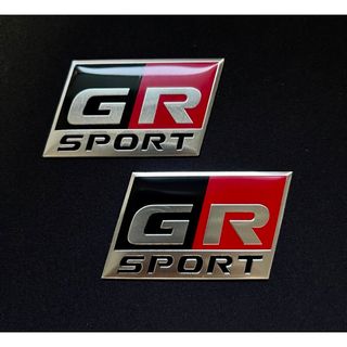 GR アルミニウム製 メッキシルバー エンブレム ２枚 TOYOTA SPORT