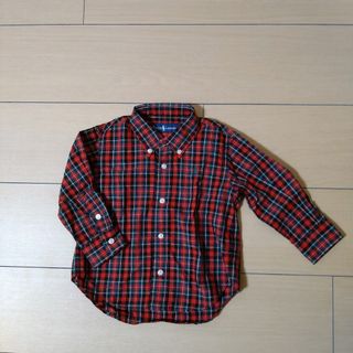 ラルフローレン(Ralph Lauren)の美品　ラルフローレン　長袖シャツ　チェック　キッズ　子供服　男の子　８０cm　春(シャツ/カットソー)