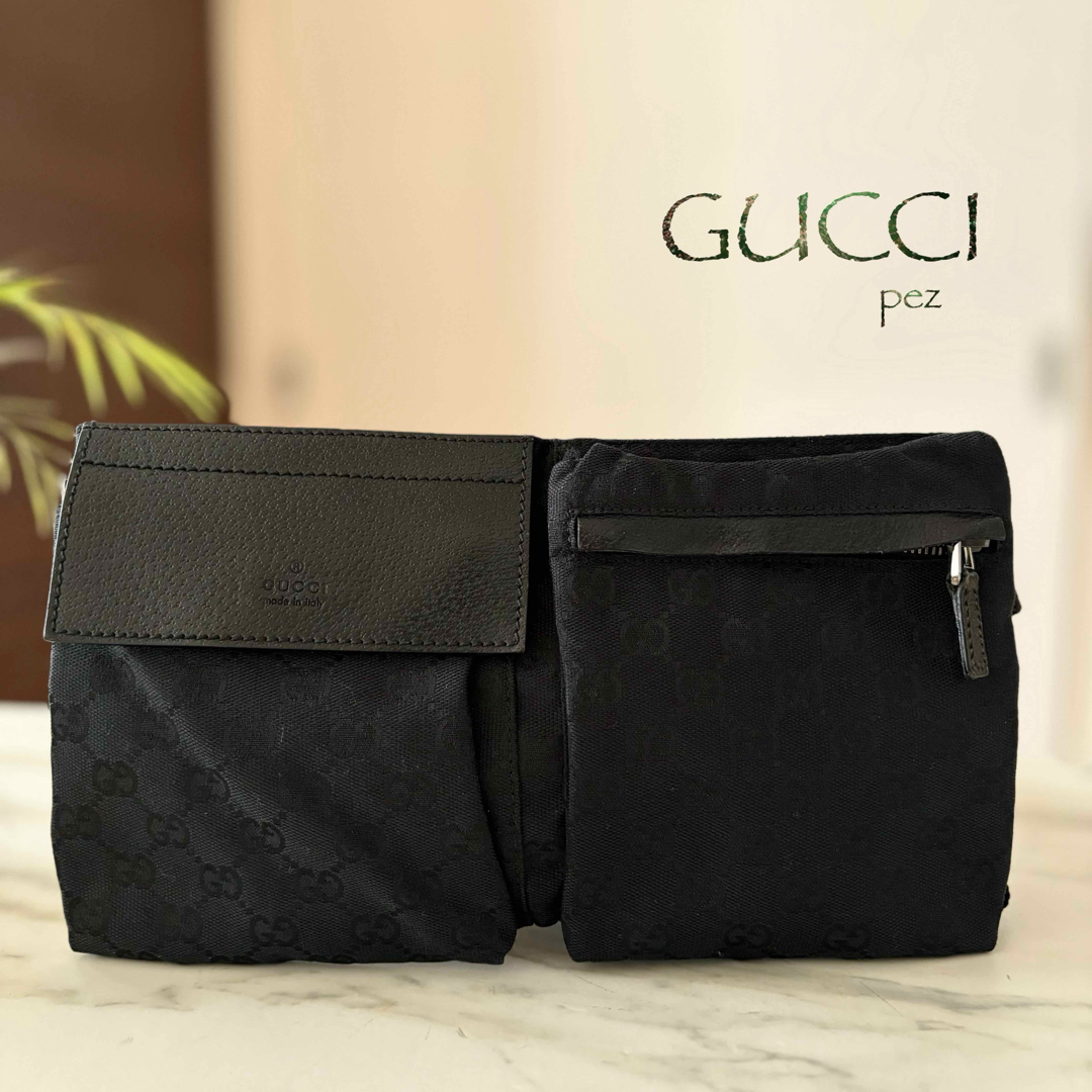 Gucci(グッチ)のほぼ新品同様 GUCCI グッチ GG柄 レザーウエストバッグ メンズのバッグ(ウエストポーチ)の商品写真