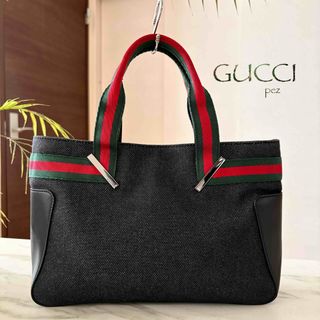 グッチ(Gucci)の極美品 GUCCI グッチ シェリー デニム レザートートバッグ(ハンドバッグ)