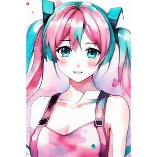 オリジナル 可愛い 女の子 少女 水着 ファンアート イラスト 水彩画紙 18(アート/写真)