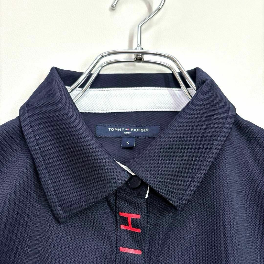 TOMMY HILFIGER(トミーヒルフィガー)の美品❗️トミーヒルフィガーゴルフ　S 半袖ポロシャツ　バイカラー　ネイビー スポーツ/アウトドアのゴルフ(ウエア)の商品写真