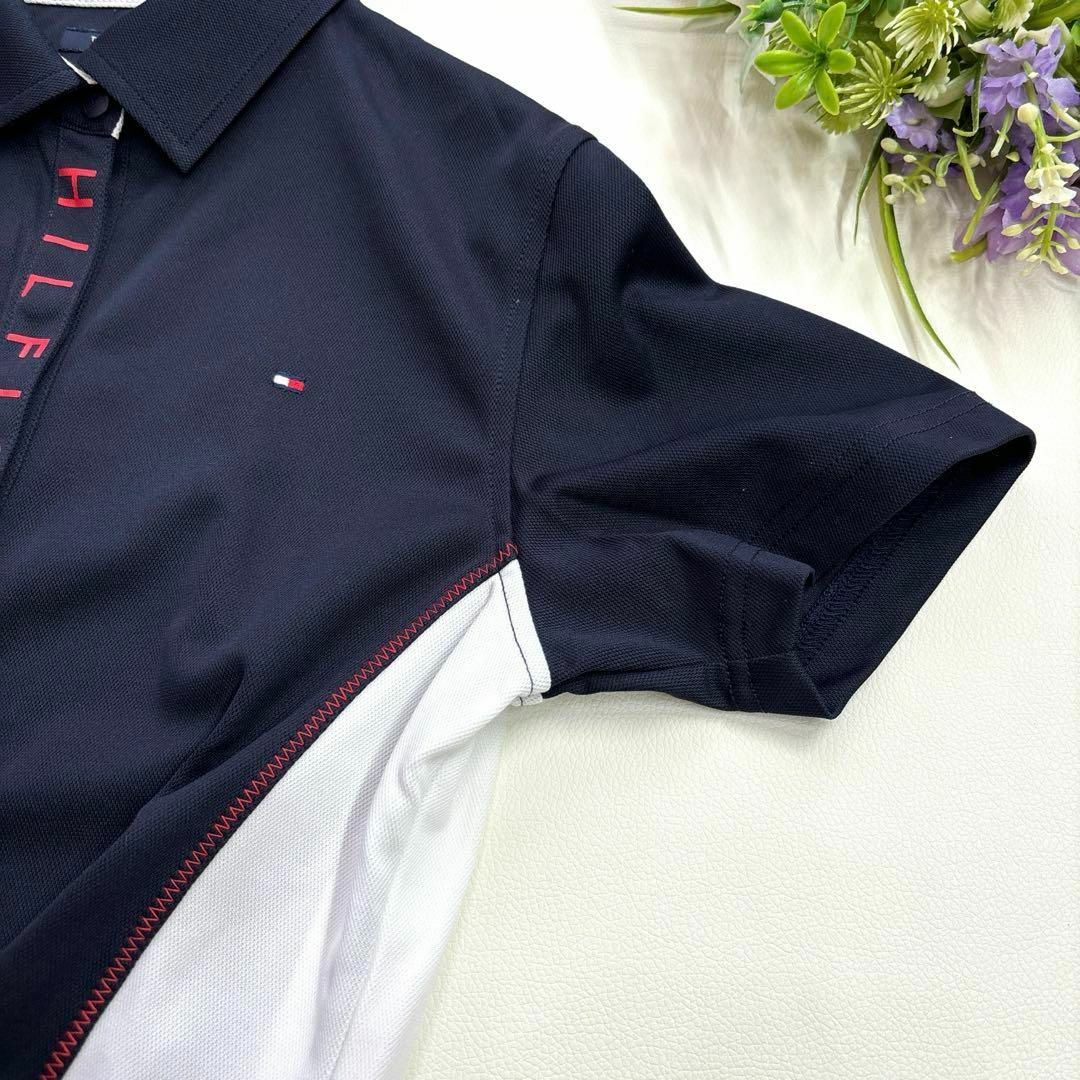 TOMMY HILFIGER(トミーヒルフィガー)の美品❗️トミーヒルフィガーゴルフ　S 半袖ポロシャツ　バイカラー　ネイビー スポーツ/アウトドアのゴルフ(ウエア)の商品写真