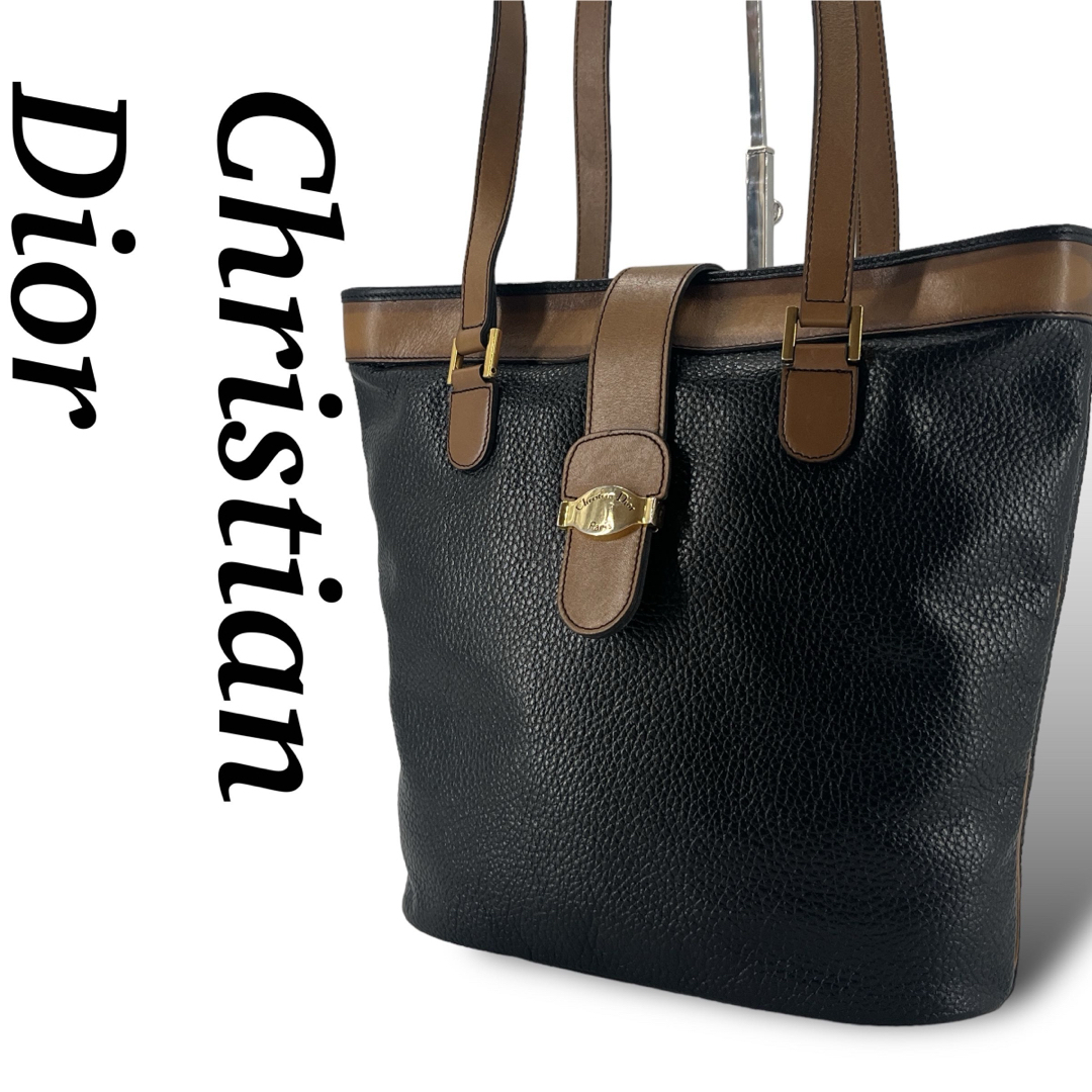 Christian Dior(クリスチャンディオール)のクリスチャンディオール　トートバッグ　ワンショルダー　ゴールド金具　ロゴ刻印　革 レディースのバッグ(トートバッグ)の商品写真