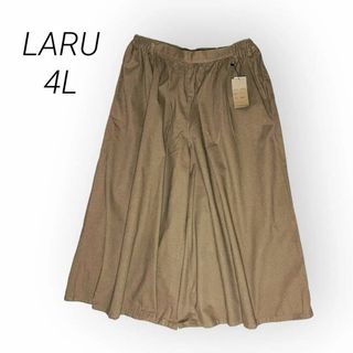 タグ付　LARU　ツイル　ガウチョ　ワイドパンツ　4L　茶系 コットンパンツ(その他)