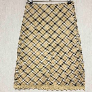 バーバリーブルーレーベル(BURBERRY BLUE LABEL)のBURBERRY バーバリー ブルーレーベル ノバチェック レース スカート(ひざ丈スカート)