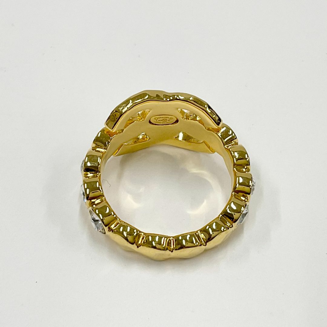 CHANEL(シャネル)の8732 シャネル ココマーク ラインストーン リング 指輪 ゴールド レディースのアクセサリー(リング(指輪))の商品写真