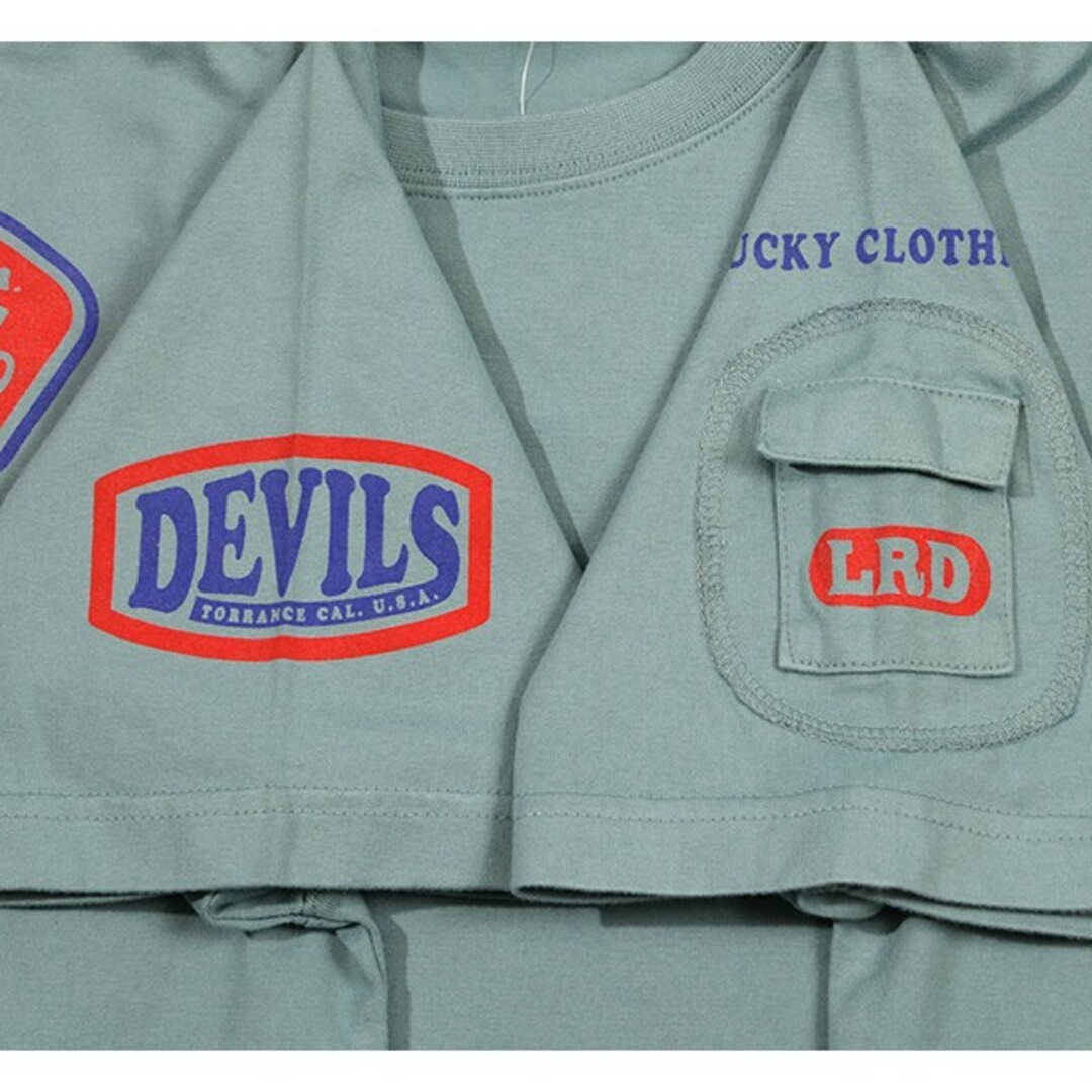 TEDMAN(テッドマン)のテッドマン/Tシャツ/ブルーグリーン/TDSS-566/エフ商会/カミナリモータ メンズのトップス(Tシャツ/カットソー(半袖/袖なし))の商品写真