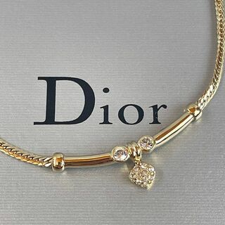 Christian Dior - 極美品 希少 Dior ネックレス ラインストーン ドロップモチーフ CDロゴ