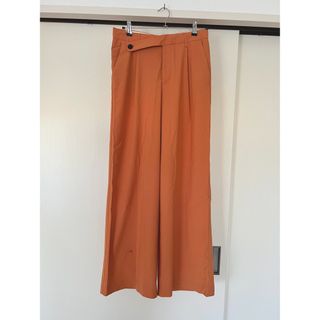 ザラ(ZARA)のZARA フルレングスタックワイドパンツ  オレンジ(カジュアルパンツ)