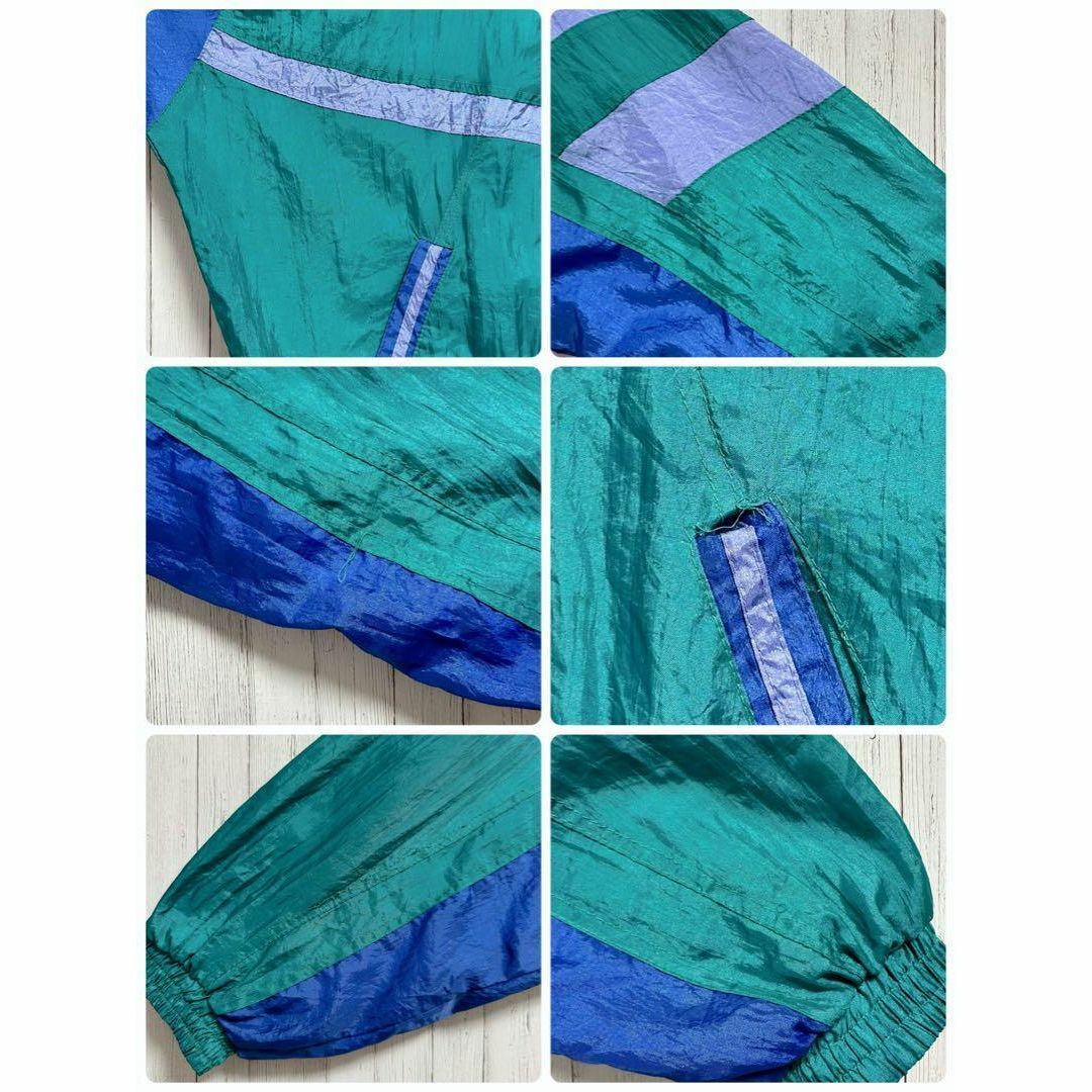 ヴィンテージ　ナイロンジャケット　マルチカラー　グリーン　ジップアップ メンズのジャケット/アウター(ナイロンジャケット)の商品写真