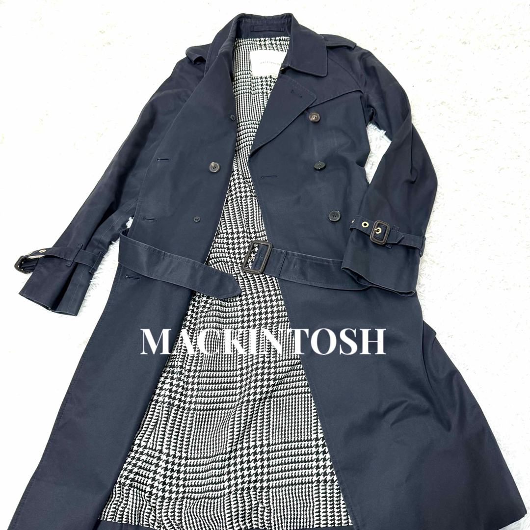 MACKINTOSH(マッキントッシュ)のマッキントッシュ　トレンチコート　ギンガムチェック　千鳥柄　総柄　M 白タグ レディースのジャケット/アウター(トレンチコート)の商品写真