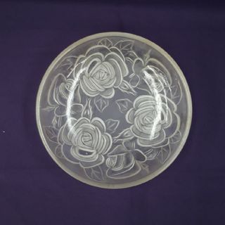 ガラス製　皿　小皿　アクセサリートレイ　飾り皿　バラ　薔薇　花柄(小物入れ)