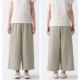 MUJI (無印良品) - 無印良品　フレンチリネン混ワイドパンツＯＮＥ　ＳＩＺＥ・ペールブラウン