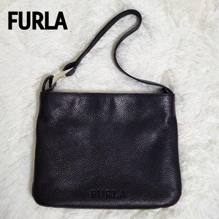 フルラ(Furla)の【極美品】FURLA レザー シボ革 ブラック シンプル♪(ショルダーバッグ)