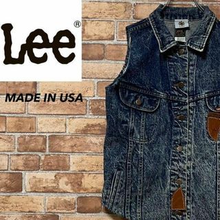 Lee - Lee　リー　USA製　ヴィンテージ　デニムベスト　ライダース　古着女子　M