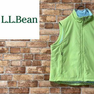 エルエルビーン(L.L.Bean)のエルエルビーン　ベスト　フリース　アウトドア　グリーン　ジップアップ　古着女子L(その他)