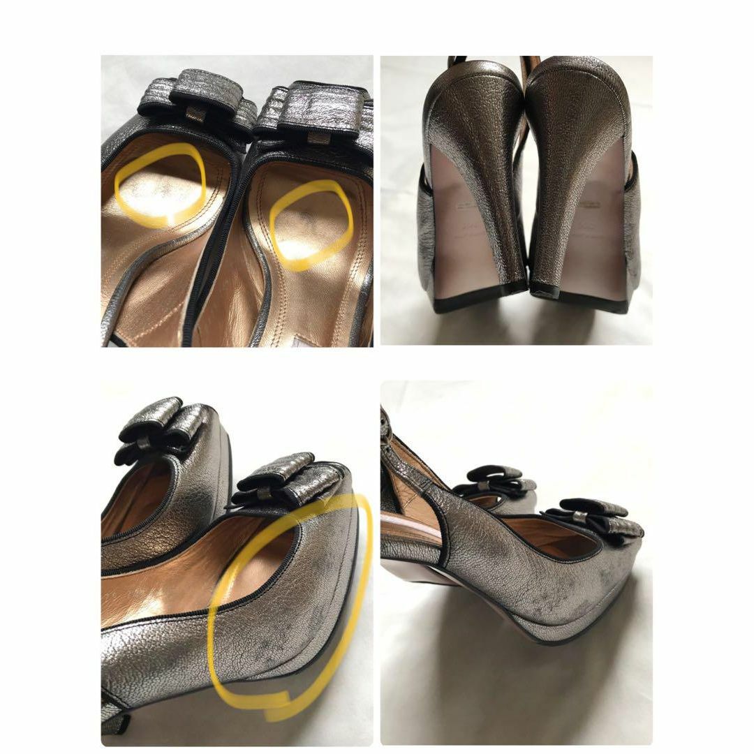 Rebecca Taylor(レベッカテイラー)のレベッカテイラー　24.5cm　オープントゥ　サンダル　レザー　本革　シルバー レディースの靴/シューズ(サンダル)の商品写真