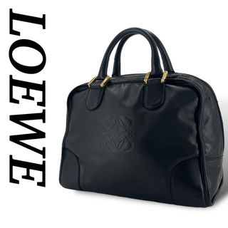 ロエベ(LOEWE)の美品　ロエベ　トートバッグ　アマソナ40  アナグラム　金具　ブラック　レザー(トートバッグ)