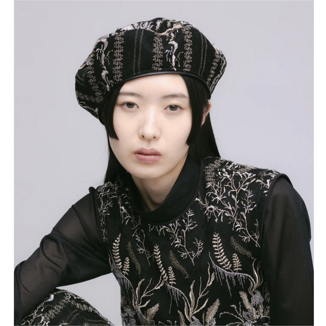 MURRAL(ミューラル)のmurral Snow flower lace beret (Black) メンズの帽子(ハンチング/ベレー帽)の商品写真