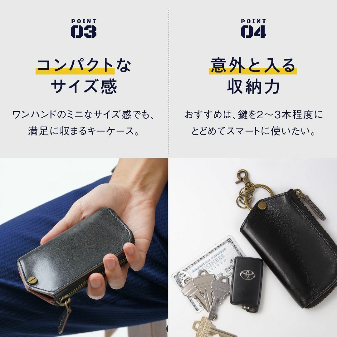 【色: イエロー】[ムラ] キーケース メンズ 本革 イタリアンレザー スマート メンズのバッグ(その他)の商品写真