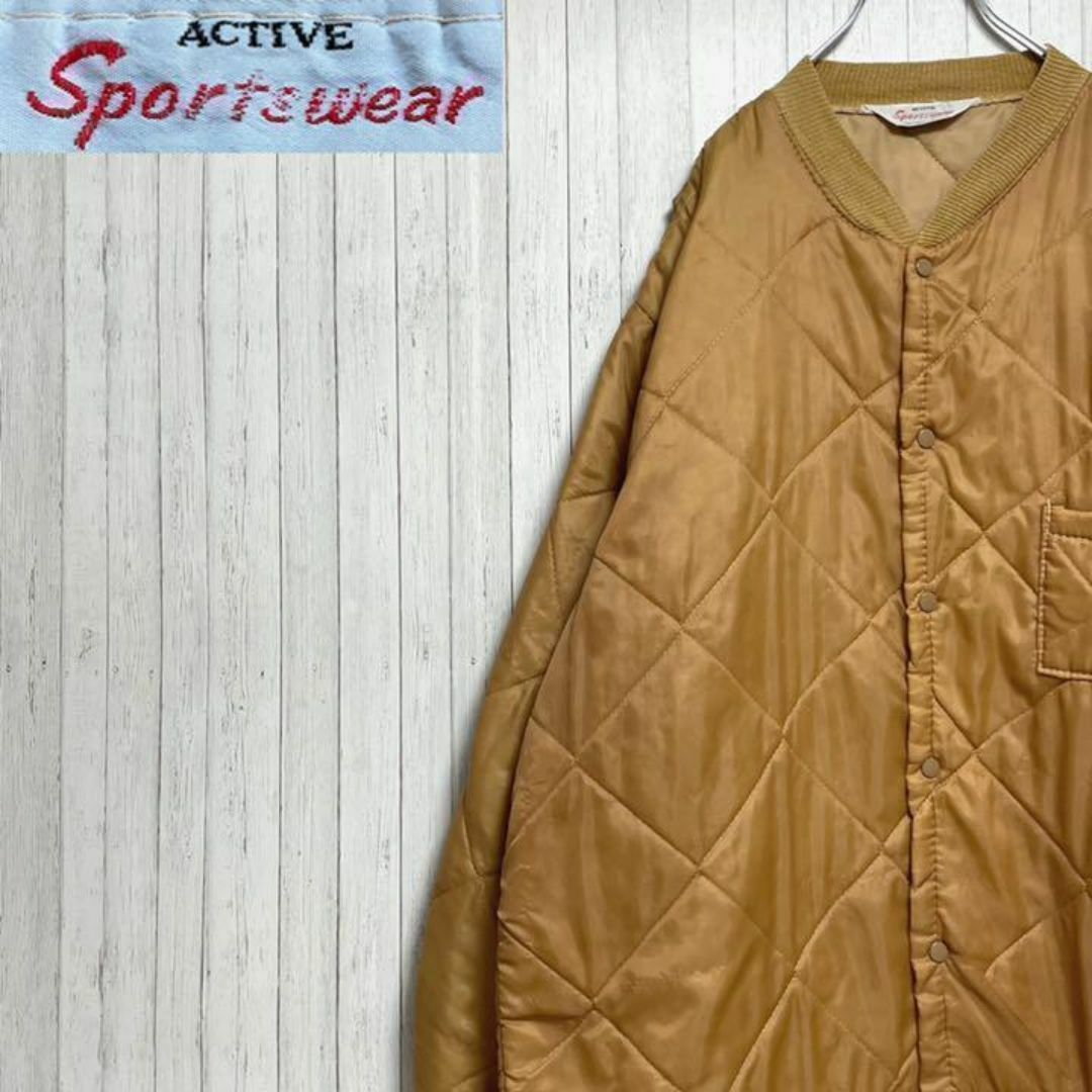 ヴィンテージ　キルティングジャケット　ブラウン　スナップボタン　中綿　胸ポケット メンズのジャケット/アウター(ナイロンジャケット)の商品写真