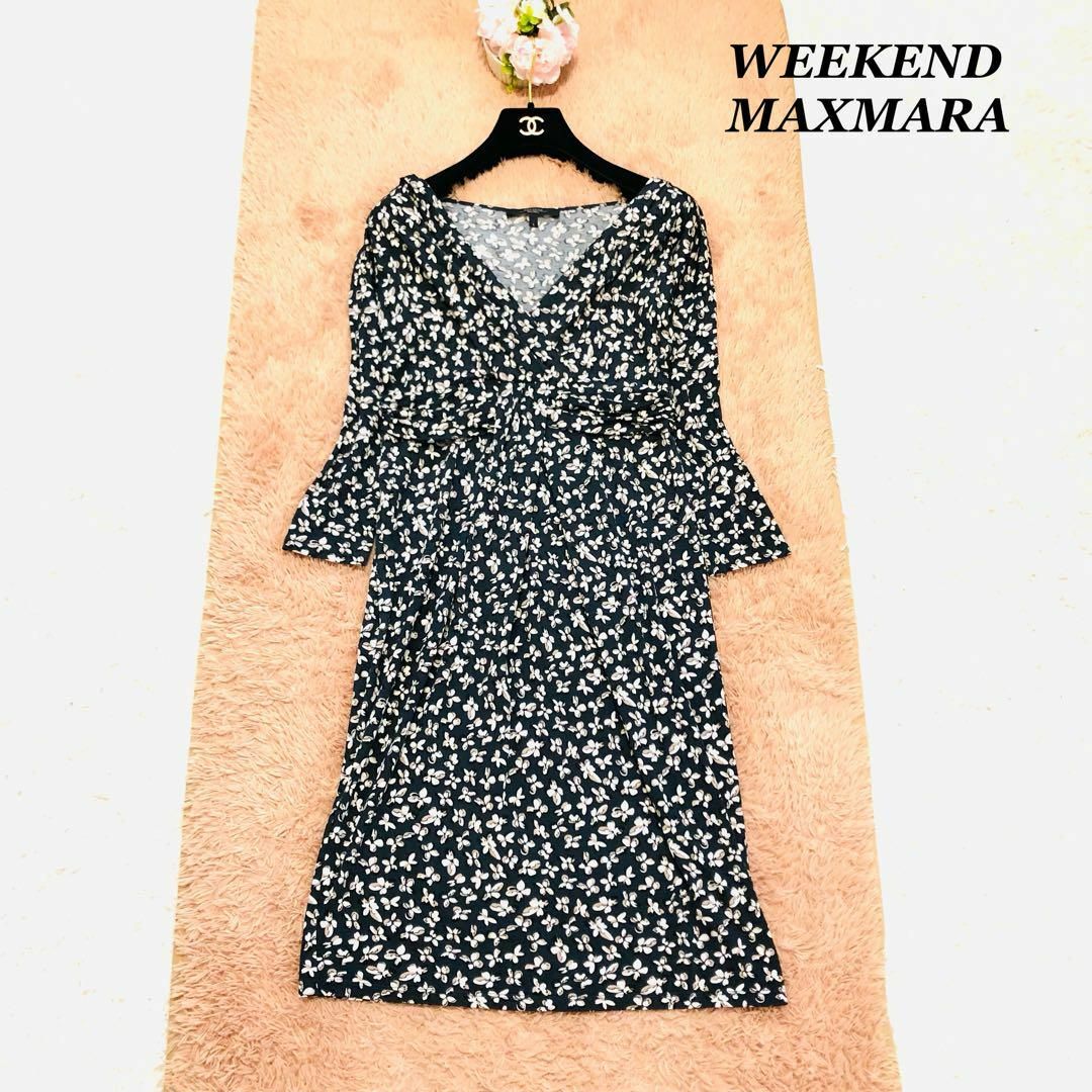 Weekend Max Mara(ウィークエンドマックスマーラ)の✽美品✽ウィークエンドマックスマーラ　花柄　ワンピース　ストレッチ　S シルク混 レディースのワンピース(ひざ丈ワンピース)の商品写真