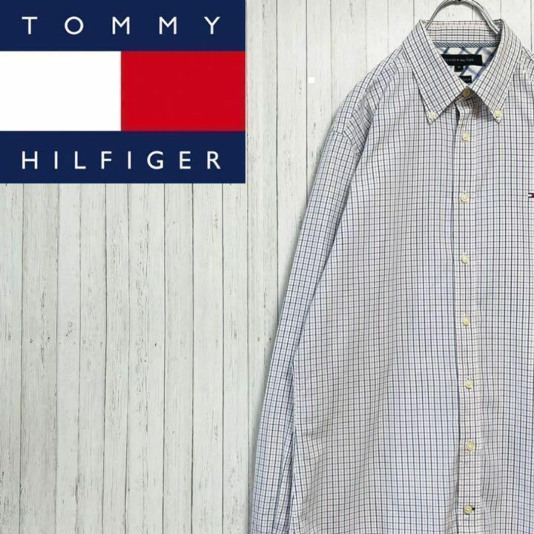 TOMMY HILFIGER(トミーヒルフィガー)のトミーヒルフィガー　長袖ボタンダウンシャツ　刺繍ロゴ　チェック　M メンズのトップス(シャツ)の商品写真