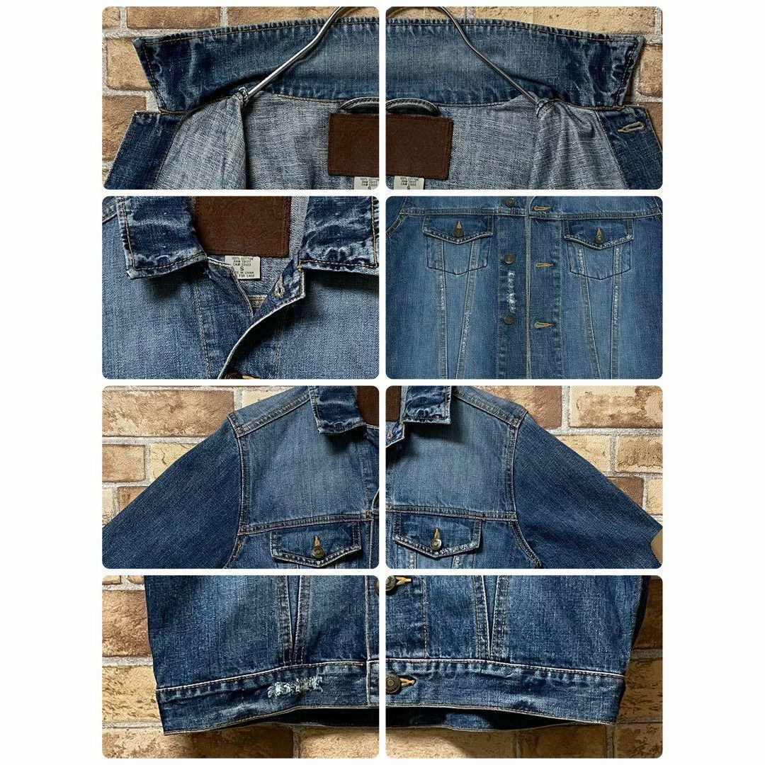 ハードロックカフェ　デニムジャケット　Gジャン　ビッグロゴ　刺繍　革パッチ　S メンズのジャケット/アウター(Gジャン/デニムジャケット)の商品写真