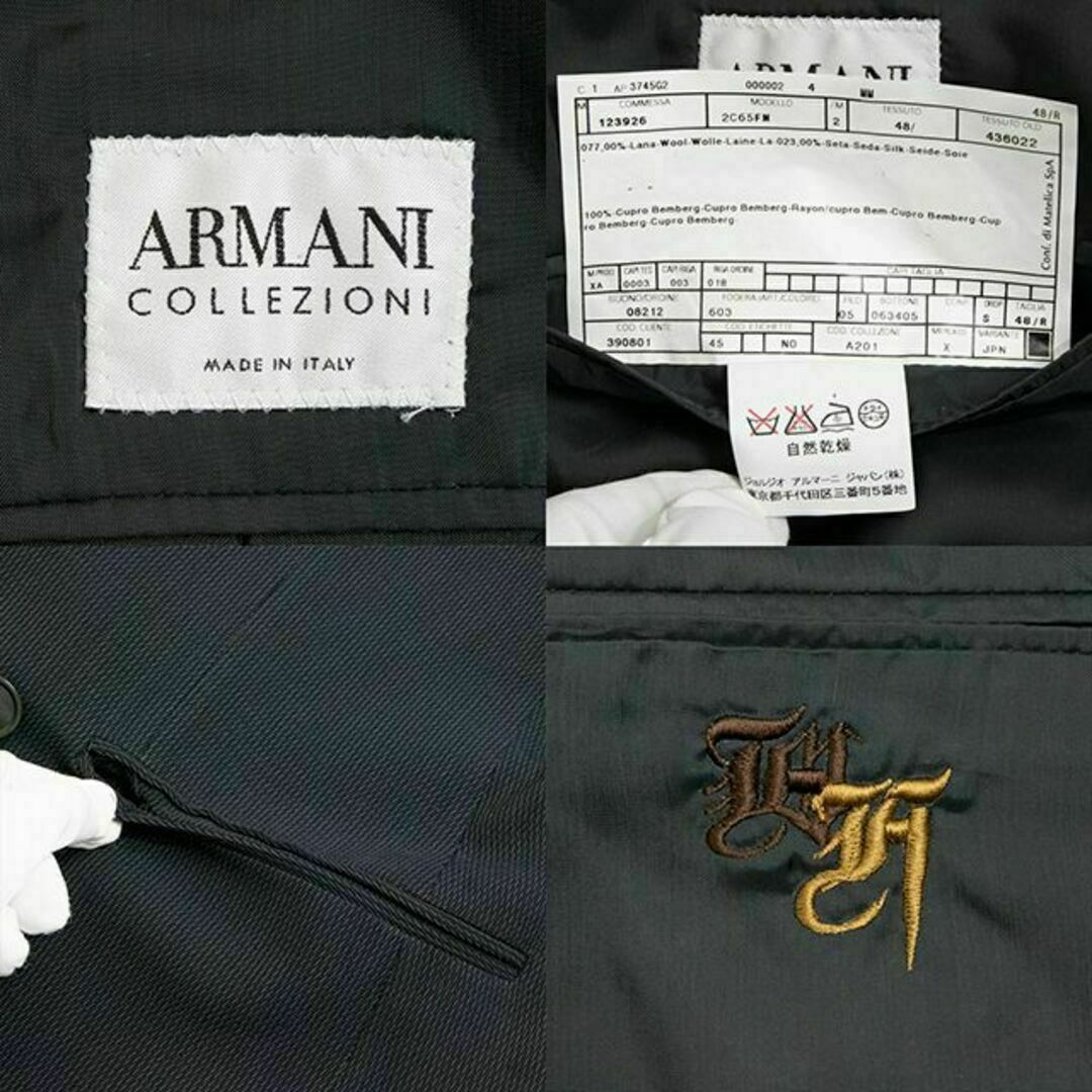 ARMANI COLLEZIONI(アルマーニ コレツィオーニ)の【全額返金保証・送料無料】アルマーニのスーツジャケット・正規品・新品同様・黒色 メンズのスーツ(スーツジャケット)の商品写真