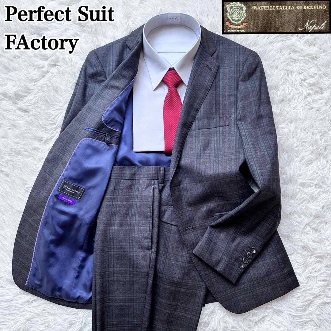 THE SUIT COMPANY(スーツカンパニー)のパーフェクトスーツファクトリー 2Bセットアップスーツ グレー チェック Y6 メンズのスーツ(セットアップ)の商品写真