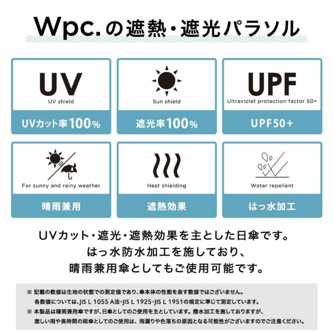 【色: ブラック】Wpc. 日傘 WIND-RESISTANT LARGE PA レディースのファッション小物(その他)の商品写真