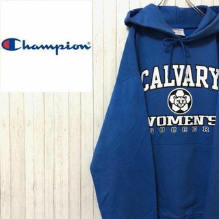 チャンピオン(Champion)のチャンピオン　プルオーバー　パーカー　スウェット　ビックプリント　ブルー　M(パーカー)