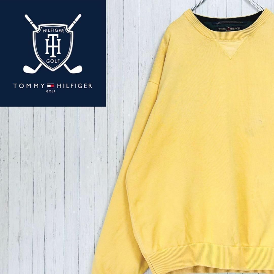 トミーヒルフィガーゴルフ　ナイロンプルオーバー　ニット　イエロー　セーター　L メンズのジャケット/アウター(その他)の商品写真