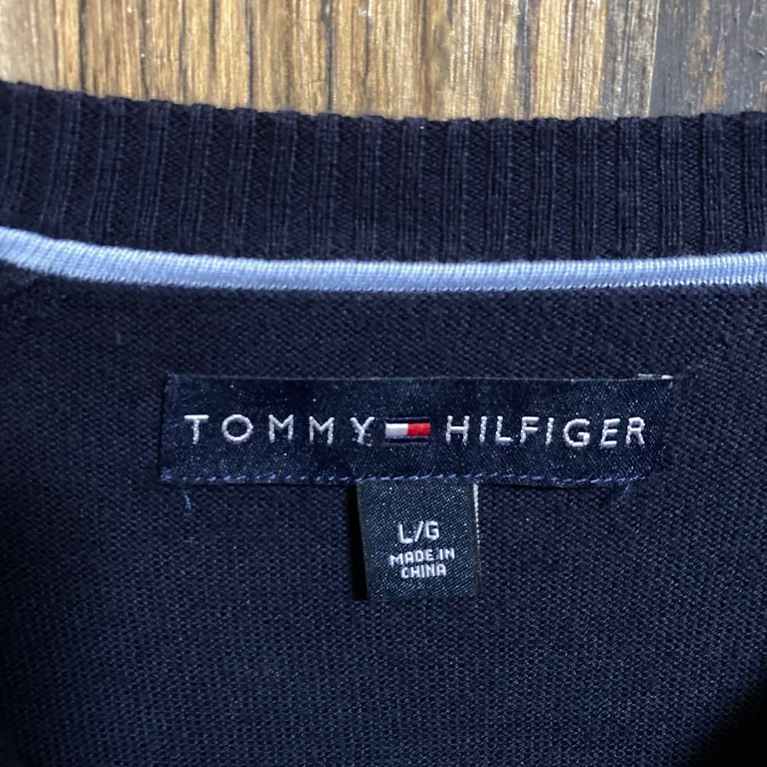 TOMMY HILFIGER(トミーヒルフィガー)のトミーヒルフィガー メンズ スウェット トレーナー ネイビー 無地 ロゴ 古着 メンズのトップス(スウェット)の商品写真