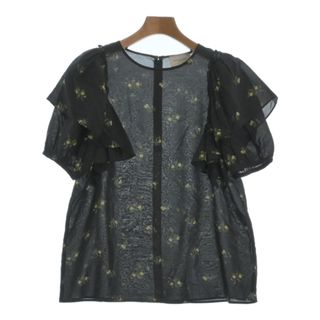 ユナイテッドアローズ(UNITED ARROWS)のUNITED ARROWS ブラウス -(XL位) 黒x黄x緑(花柄) 【古着】【中古】(シャツ/ブラウス(長袖/七分))