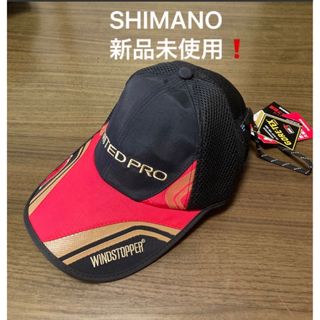 シマノ(SHIMANO)のシマノフィッシングキャップ WINDSTOPPERハーフメッシュレッド帽子新品(ウエア)