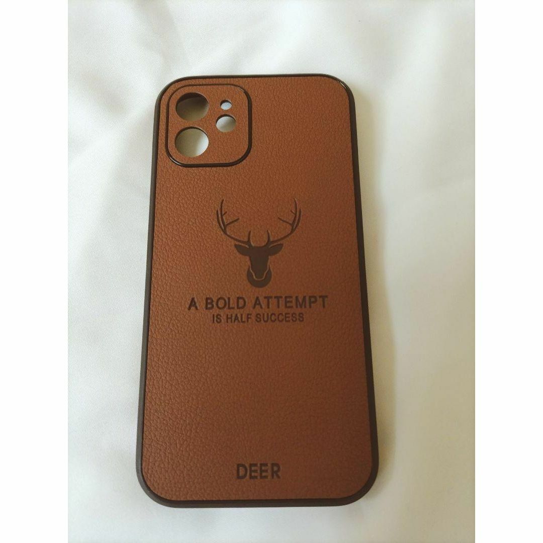 ブラウン iPhone15 ケースカバー鹿ロゴ茶色レザー合皮メンズレディース人気 スマホ/家電/カメラのスマホアクセサリー(iPhoneケース)の商品写真