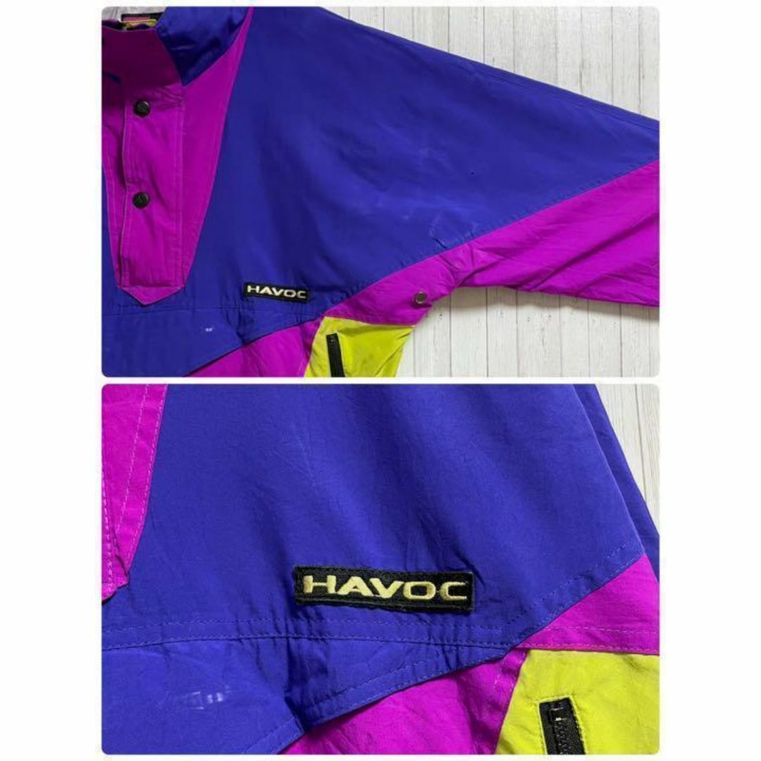 HAVOC ヴィンテージ　ナイロン　アノラック　マルチカラー　アウトドア　M メンズのジャケット/アウター(ナイロンジャケット)の商品写真