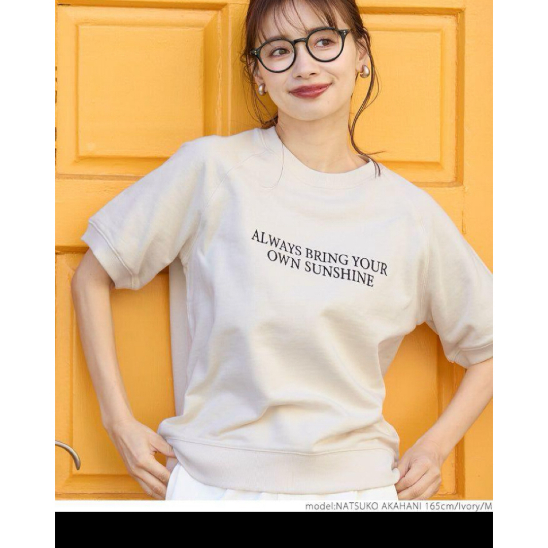 coca(コカ)のcoca 刺繍ロゴラグランスウェット　コカ　アイボリー レディースのトップス(Tシャツ(半袖/袖なし))の商品写真