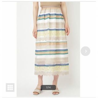 ジルスチュアート(JILLSTUART)のJILLSTUART ボーダーエンブロイダリースカート  (ひざ丈スカート)